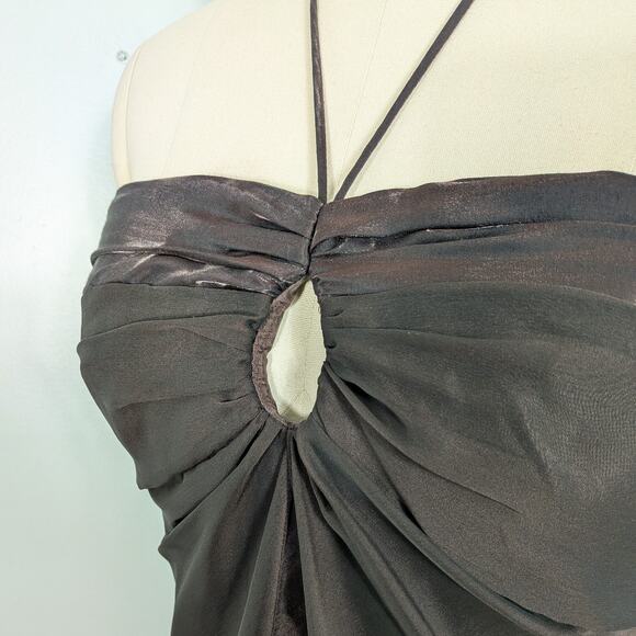 Vintage Betsy Adam Prom Dress Maxi Gown M Brown Y2K 90S Fairy Grunge Empire - Picture 10 of 14